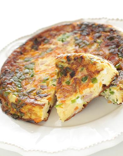 An egg and vegetable frittata.