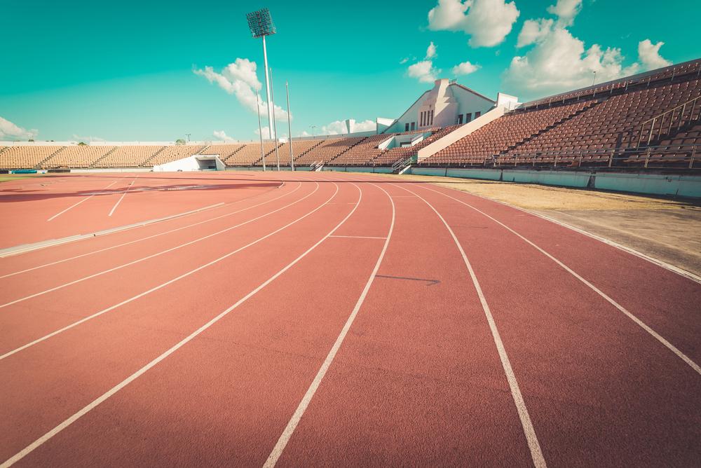 Empty track with blue sky.