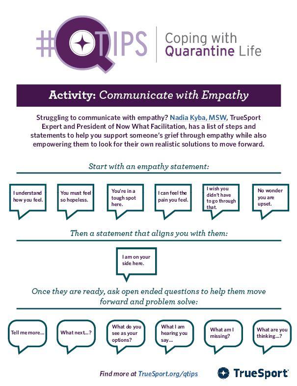 Smaller image of Q Tip Activity for Communicating with Empathy.