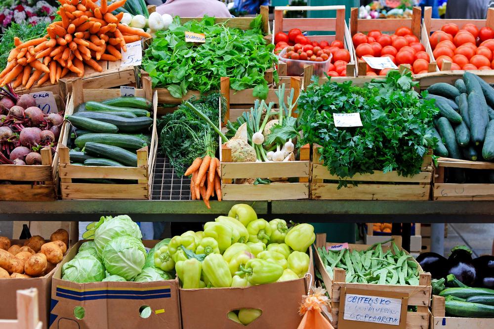 Vegetables at a farmer's market.