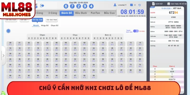 Chú ý cần nhớ khi chơi lô đề ML88